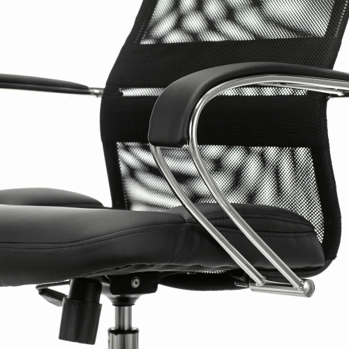 Кресло офисное BRABIX PREMIUM "Stalker EX-608 CH", хром, ткань-сетка/кожзам, черное фото 5