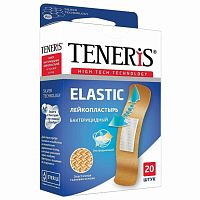Набор пластырей TENERIS ELASTIC, 20 шт., эластичный, на тканевой основе, бактерицидный