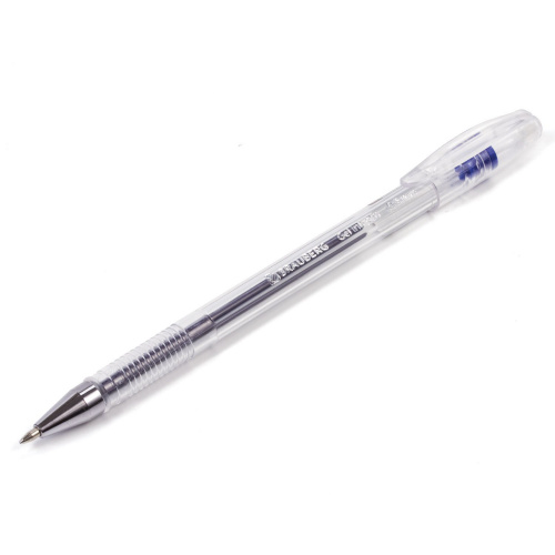 Ручка гелевая BRAUBERG "Jet", корпус прозрачный, узел 0,5 мм, линия письма 0,35 мм, синяя фото 7