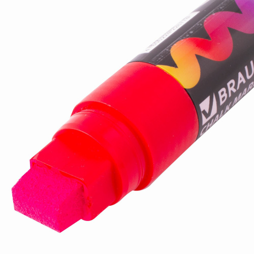 Маркер меловой BRAUBERG "POP-ART", 15 мм, сухостираемый, для гладких поверхностей, красный фото 5