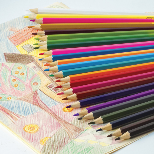 Карандаши цветные ПИФАГОР, 24 цвета, классические, заточенные, картонная упаковка фото 3