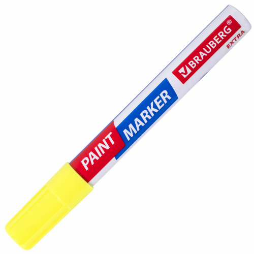 Маркер-краска лаковый BRAUBERG EXTRA (paint marker), 4 мм, желтый фото 8