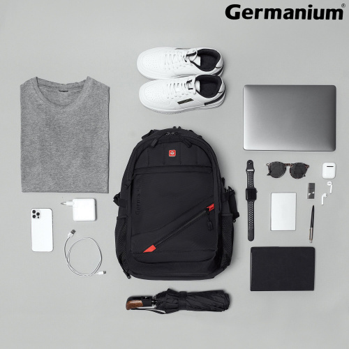 Рюкзак GERMANIUM "S-01", 47х32х20 см, универсальный, с отделением для ноутбука, влагостойкий, черный фото 9