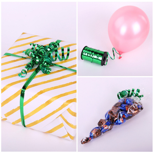 Лента упаковочная декоративная для шаров и подарков ЗОЛОТАЯ СКАЗКА, металлик, 5 мм х 250 м, зеленая фото 7