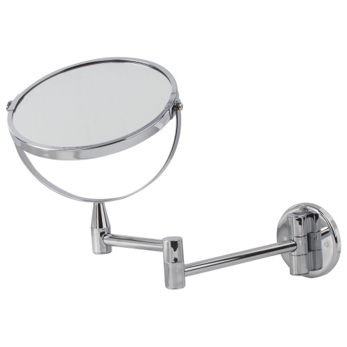 Зеркало настенное BRABIX, диаметр 17 см, двухстороннее, с увеличением, нержавеющая сталь, выдвижное фото 7