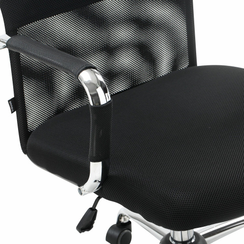 Кресло офисное BRABIX "Fit EX-514", с подголовником, хром, черное фото 10