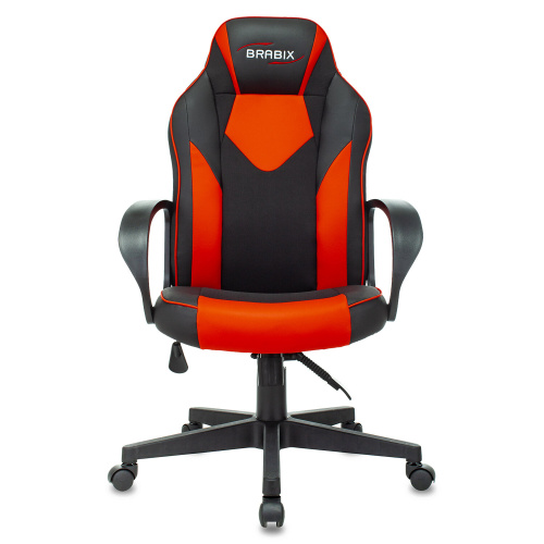 Кресло компьютерное BRABIX "Game GM-017", экокожа/ткань, черное/красное фото 3
