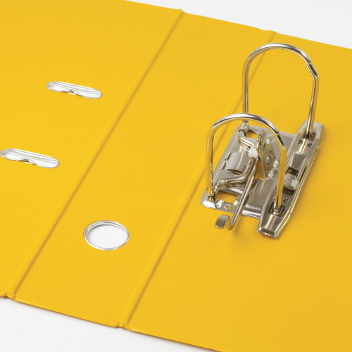 Папка-регистратор BRAUBERG, с двухсторонним покрытием из ПВХ, 70 мм, желтая фото 5