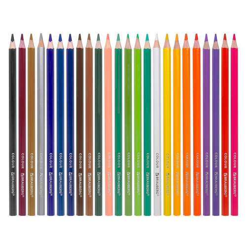 Карандаши цветные BRAUBERG PREMIUM, 24 цвета, шестигранные, грифель мягкий 3,3 мм фото 7