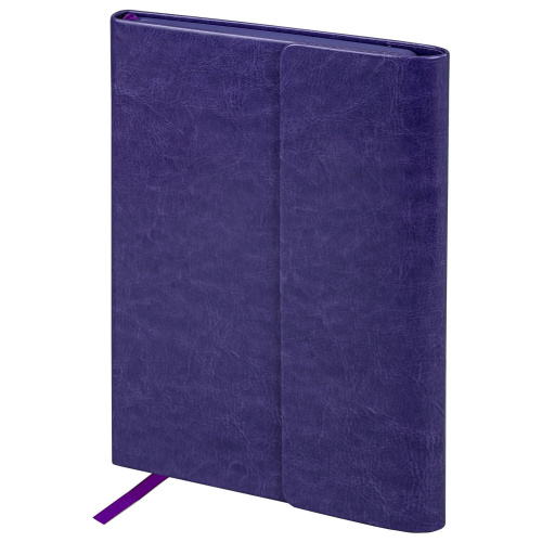 Ежедневник с магнитным клапаном  BRAUBERG, А5, недатированный, под кожу, фиолетовый