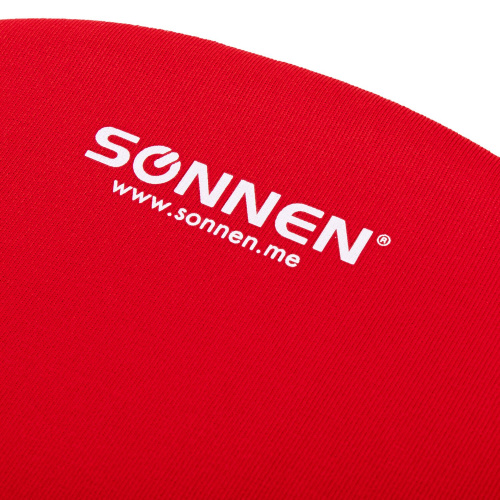 Коврик для мыши с подушкой под запястье SONNEN, полиуретан + лайкра, 250х220х20 мм, красный фото 4