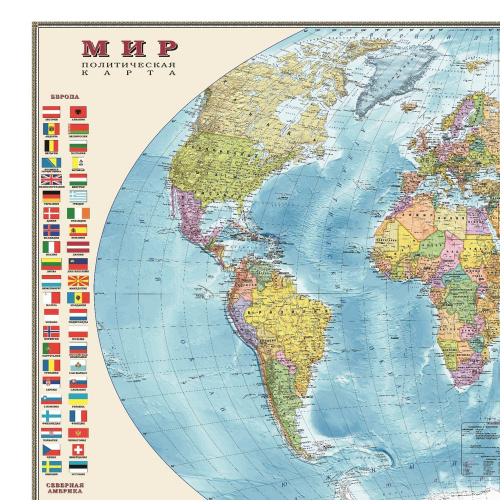 Карта настенная DMB "Мир. Политическая карта с флагами", М-1:30 млн., 122х79 см, ламинир фото 3