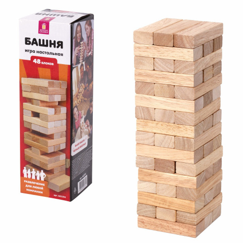 Игра настольная ЗОЛОТАЯ СКАЗКА "БАШНЯ", 48 деревянных блоков фото 2