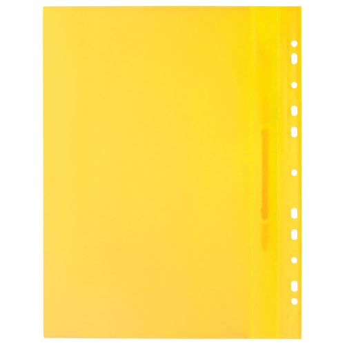 Скоросшиватель пластиковый с перфорацией BRAUBERG, А4, 140/180 мкм, желтый фото 3