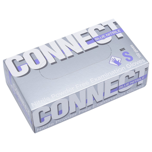 Перчатки нитриловые смотровые CONNECT,  100 штук, размер S, голубые фото 5