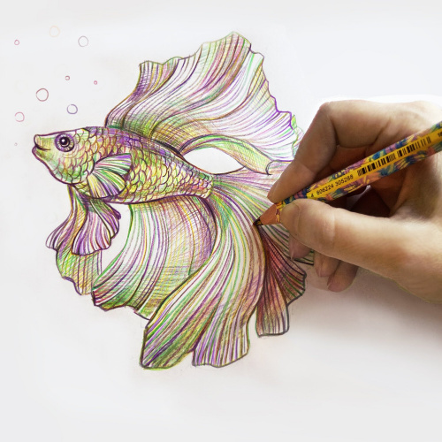Карандаш с многоцветным грифелем ЮНЛАНДИЯ "MAGIC TROPIC", тропические цвета, утолщенный фото 7