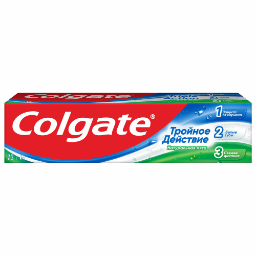Зубная паста 50мл COLGATE "Натуральная мята", тройное действие, с фторидом, ш/к 28954, 7891024128954 фото 3