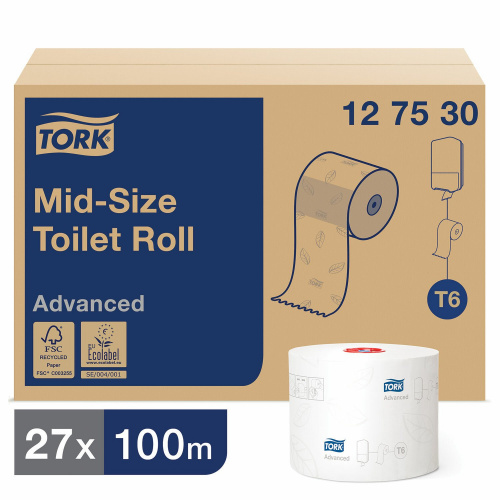 Бумага туалетная TORK, 27 шт., 2-слойная, белая