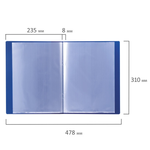Папка BRAUBERG, 10 вкладышей,  0,5 мм, стандарт, синяя фото 3