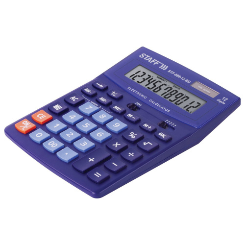 Калькулятор настольный STAFF, 200х150 мм, 12 разрядов, двойное питание, синий фото 10