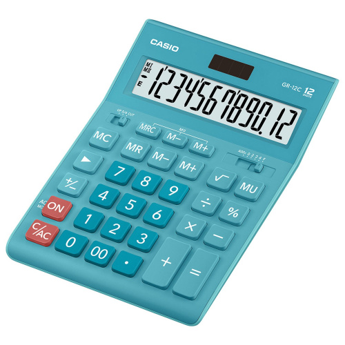 Калькулятор настольный CASIO, 210х155 мм, 12 разрядов, двойное питание, голубой фото 2