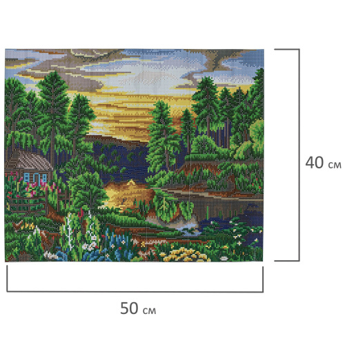 Картина стразами ОСТРОВ СОКРОВИЩ "Домик в лесу", 40х50 см, без подрамника фото 7