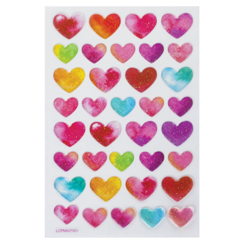 Наклейки гелевые ЮНЛАНДИЯ "Сердца", 10х15 см, многоразовые, с блестками фото 4