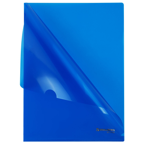 Папка-уголок жесткая А4, синяя, 0,15 мм, BRAUBERG EXTRA, 271702 фото 4