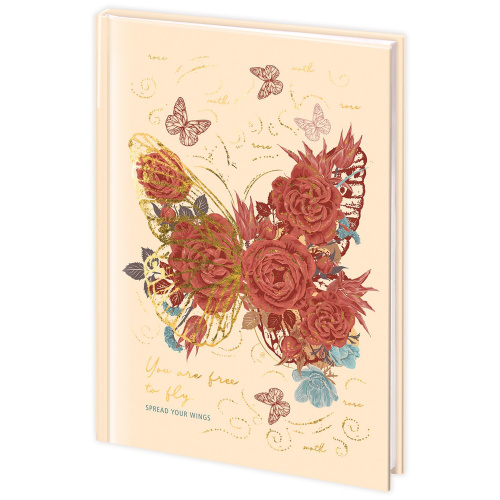 Ежедневник недатированный А5 (145х215 мм), ламинированная обложка, 128 л., STAFF, "Butterfly"