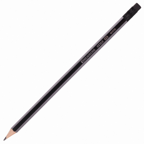 Набор карандашей чернографитных BRAUBERG "Style", 4 шт., HB, с ластиком, корпус черно-серый фото 7