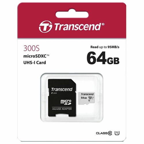Карта памяти TRANSCEND UHS-I U1, 95 Мб/сек, адаптер, microSDHC 64 GB фото 2