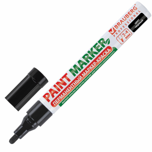 Маркер-краска лаковый (paint marker) BRAUBERG PROFESSIONAL, 4 мм, без запаха, алюминий, черный