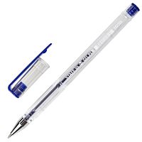 Ручка гелевая STAFF "Basic", синяя, корпус прозрачный, хромированные детали, линия письма 0,35 мм