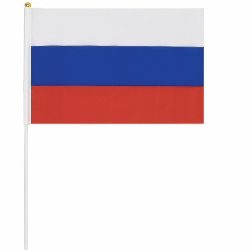 Флаг России BRAUBERG, ручной, 30х45 см, без герба, с флагштоком