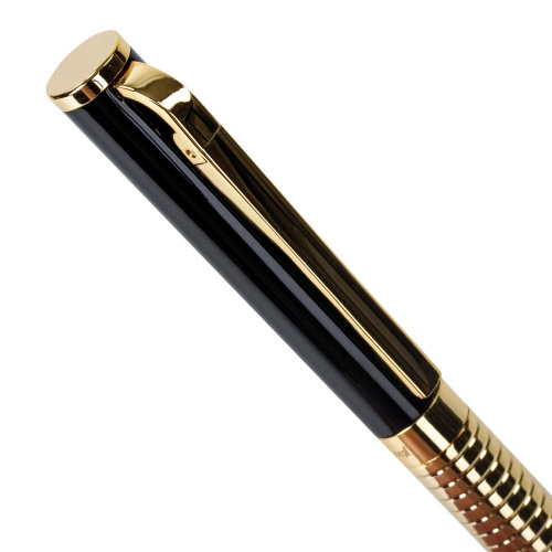 Ручка подарочная шариковая GALANT "Black Melbourne", корпус золотистый с черным, синяя фото 2