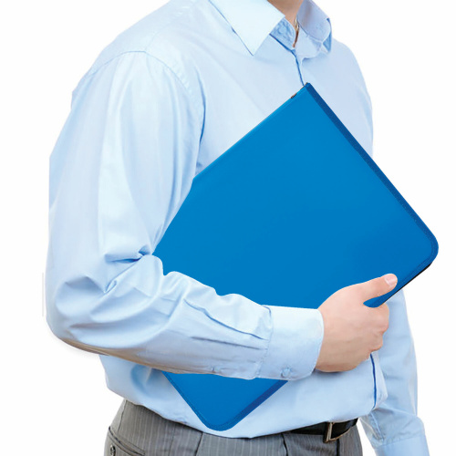Папка для документов и тетрадей на молнии пластиковая BRAUBERG А4, 320х230 мм, синяя, 271715 фото 3