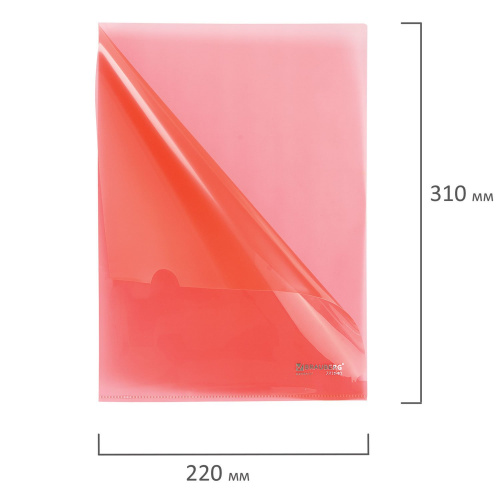 Папка-уголок жесткая BRAUBERG, 0,15 мм, красная фото 3
