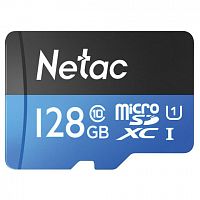 Карта памяти microSDXC 128 ГБ NETAC P500 Standard, UHS-I U1, 90 Мб/с (class 10), адаптер