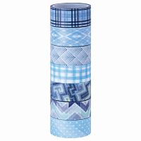 Клейкие WASHI-ленты для декора ОСТРОВ СОКРОВИЩ, 15 мм х 3 м, 7 цветов, рисовая бумага, синие