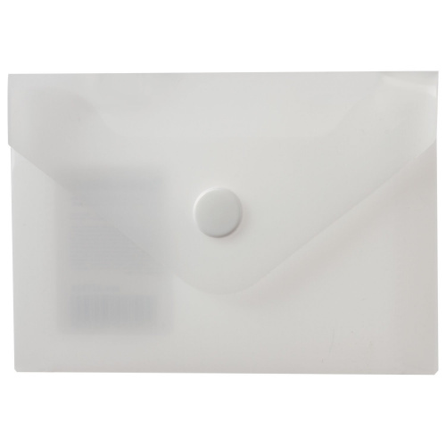 Папка-конверт с кнопкой BRAUBERG, А7, 0,18 мм, для дискон, банков карт, визиток, матовая прозрачная фото 2