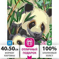 Картина по номерам ОСТРОВ СОКРОВИЩ "Панды", 40х50 см, 3 кисти, акриловые краски
