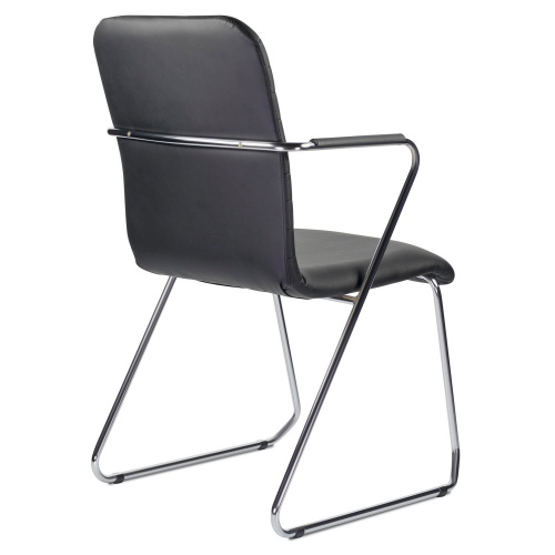 Кресло для приемных и переговорных BRABIX "Visit CF-101", хром, экокожа, черное фото 4