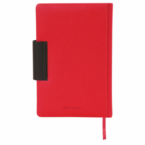 Ежедневник недатированный BRAUBERG, А5, 138x213 мм, под кожу, застежка 160 л., красный/черный фото 2