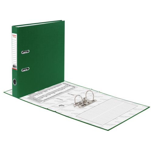 Папка-регистратор ОФИСМАГ, с арочным механизмом, покрытие из ПВХ, 50 мм, зеленая фото 7