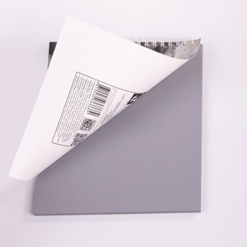 Скетчбук ПЗБМ "Мрамор", серая бумага 120 г/м2, 170х195 мм, 30 л., гребень, цветная фольга фото 4