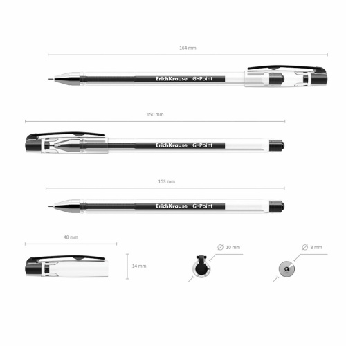 Ручка гелевая ERICH KRAUSE "G-Point", черная, игольчатый узел 0,38 мм, линия письма 0,25 мм фото 3