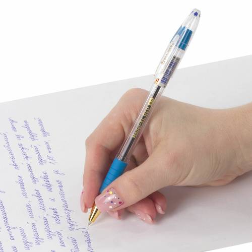 Ручка шариковая масляная с грипом BRAUBERG "Model-XL GLD", линия письма 0,25 мм, синяя фото 4
