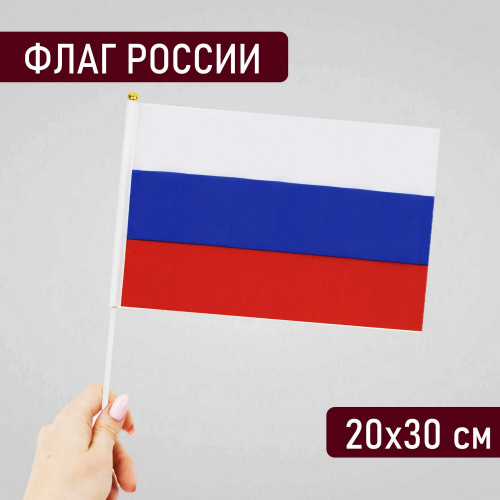 Флаг России BRAUBERG, ручной, 20х30 см, без герба, с флагштоком фото 8