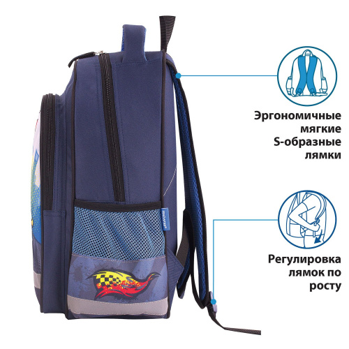 Рюкзак ПИФАГОР SCHOOL  Moto, 38х28х14 см, для начальной школы фото 6