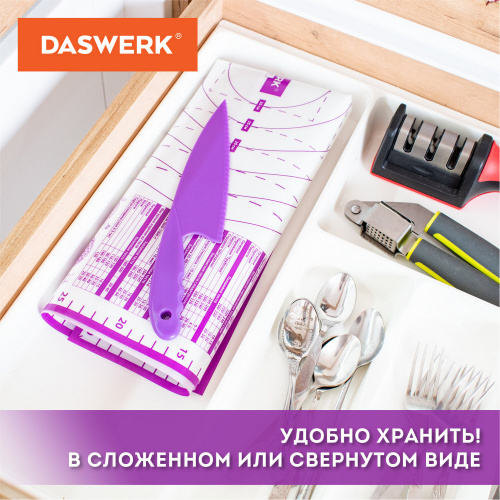Коврик силиконовый для раскатки/запекания 46х66 см, фиолетовый, ПОДАРОК пластиковый нож, DASWERK, 608427 фото 2